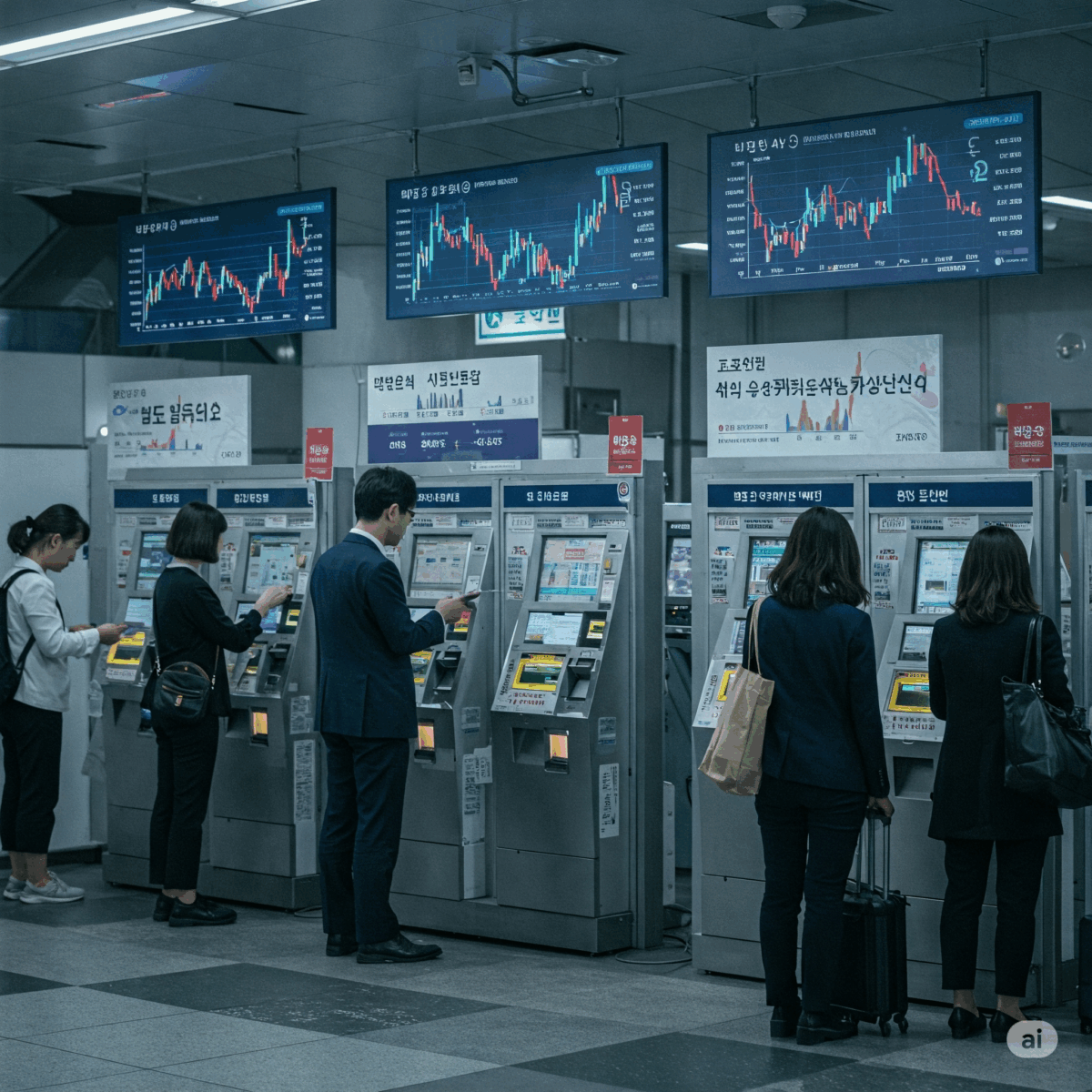 両替機械と人々